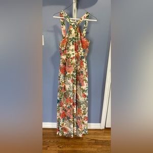 Worn Once Lilja Cream Floral Print Maxi Dress